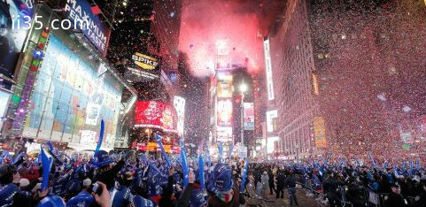 在时代广场庆祝新年