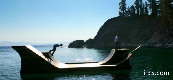 塔霍湖漂浮木滑板斜坡