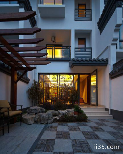 花园 背景墙_新中式风格188平米套房房子装饰效果图
